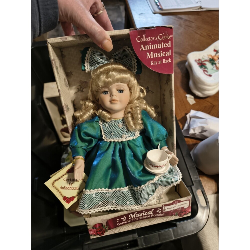 Collectors Choice Animated Musical Bisque Porcelain Doll Pomp & Circumstances
